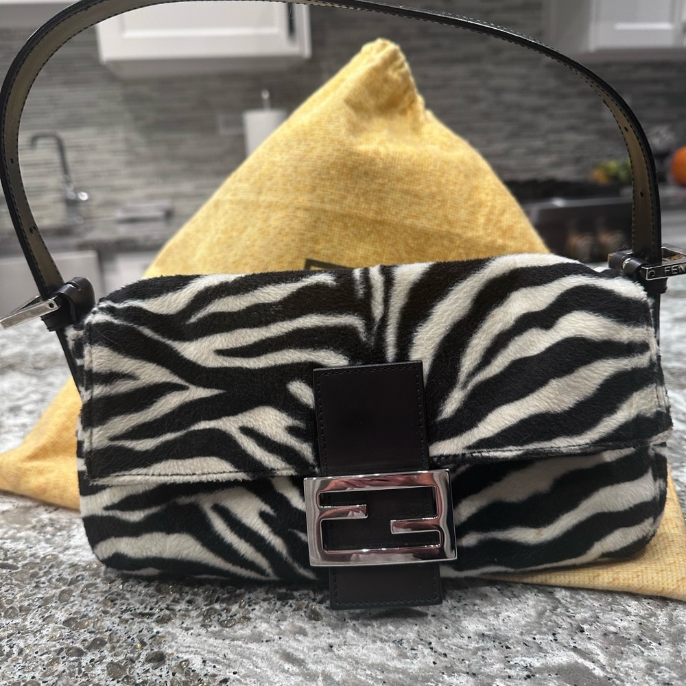 Fendi Black and White Zebra Shoulder Bag